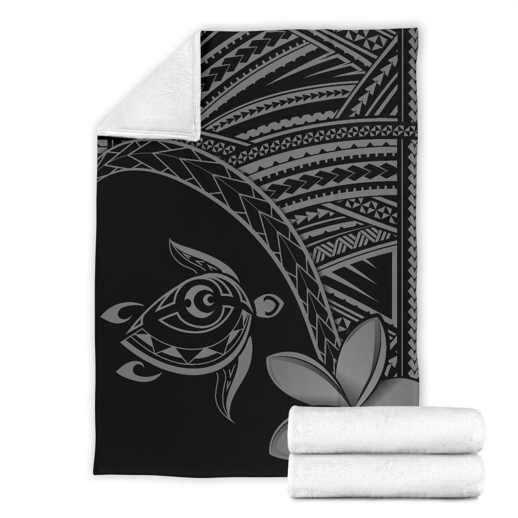 Hawaii Premium Blanket - Hawaii Turtle Plumeria Grey - Polynesian Pride