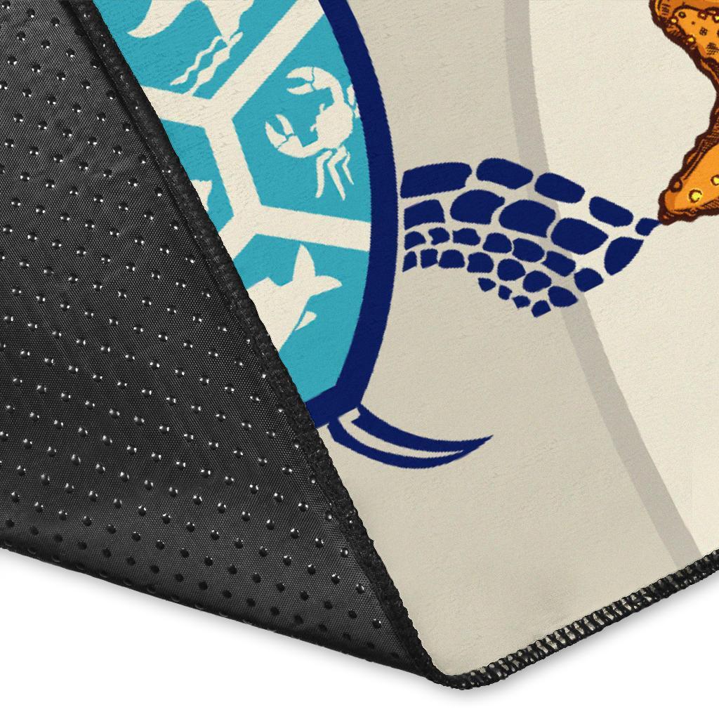 Hawaiian Sea Turtle Symbol Palm Tree Rug - AH J96 - Polynesian Pride