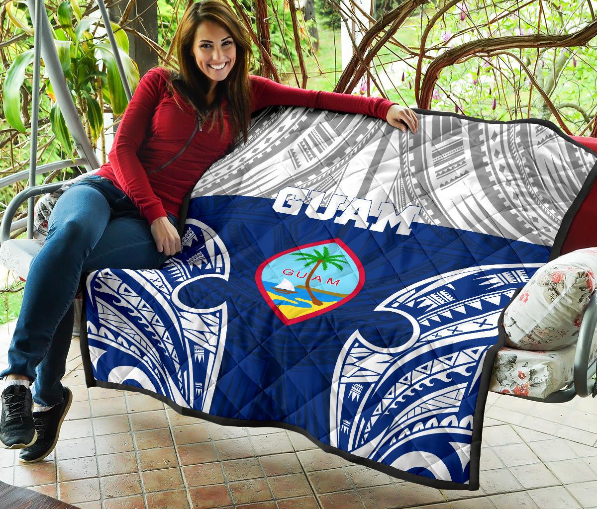 Guam Polynesian Premium Quilt - Pattern With Seal Blue Version - Polynesian Pride
