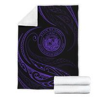 Hawaii Coat Of Arms Premium Blanket - Purple - Frida Style - Polynesian Pride