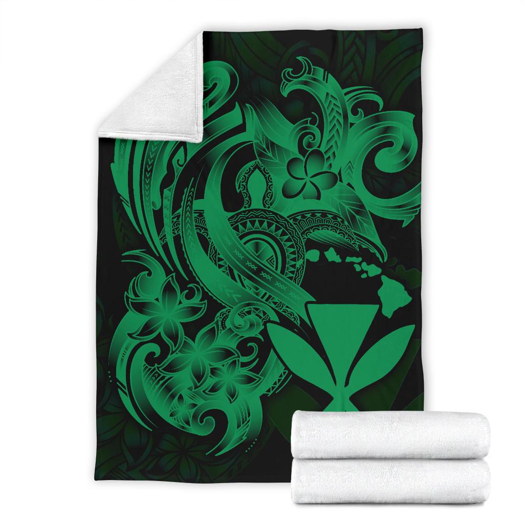 Polynesian Hawaii All Over Premium Blanket - Kanaka Maoli Green Turtle - Polynesian Pride