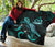 Vanuatu Polynesian Premium Quilt - Turtle With Blooming Hibiscus Turquoise - Polynesian Pride