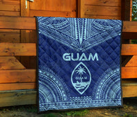 Guam Premium Quilt - Guam Coat Of Arms Polynesian Chief Blue Version - Polynesian Pride