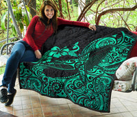 Polynesian Hawaii Premium Quilt - Polynesian Turquoise Humpback Whale - Polynesian Pride