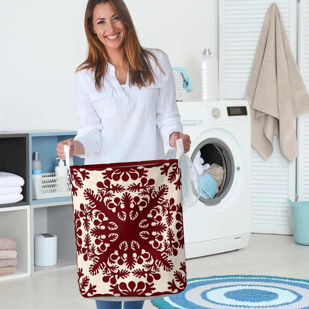 Hawaiian Quilt Tradition Red Laundry Basket AH - Polynesian Pride