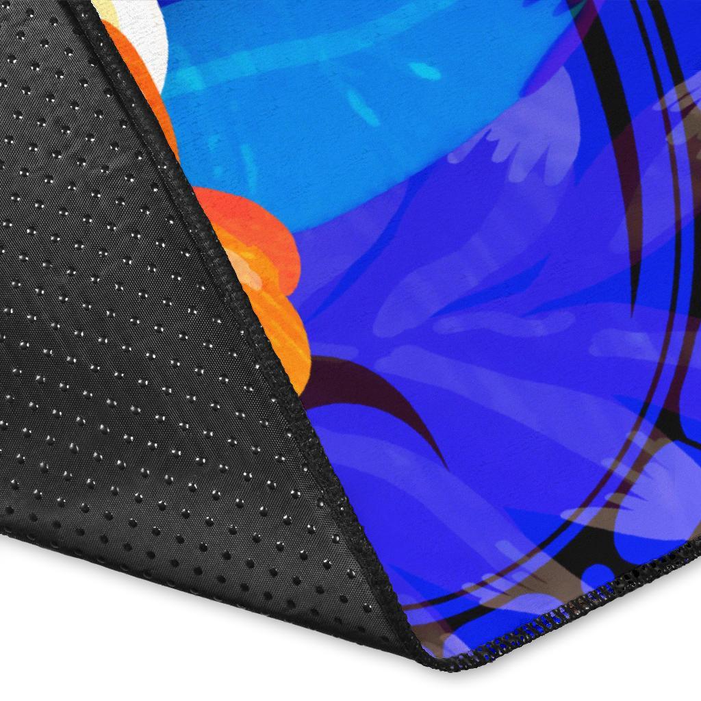 Pohnpei Custom Personalised Area Rug - Humpback Whale with Tropical Flowers (Blue) - Polynesian Pride