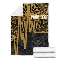 Hawaii Personalised Preimium Blanket - Kanaka Maoli With Polynesian Pattern In Heartbeat Style (Gold) - Polynesian Pride