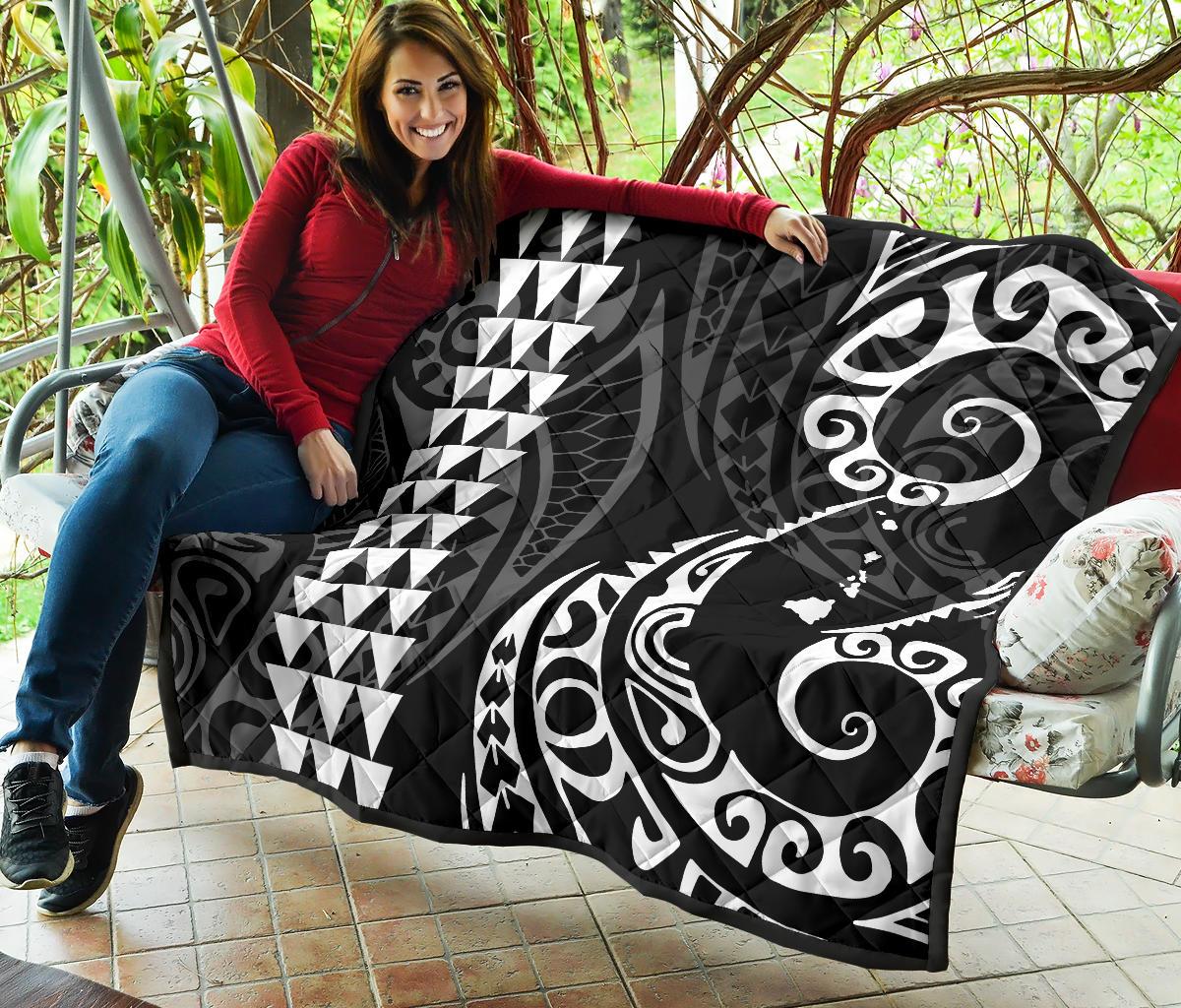 Hawaii Kakau White Polynesian Premium Quilt - Polynesian Pride