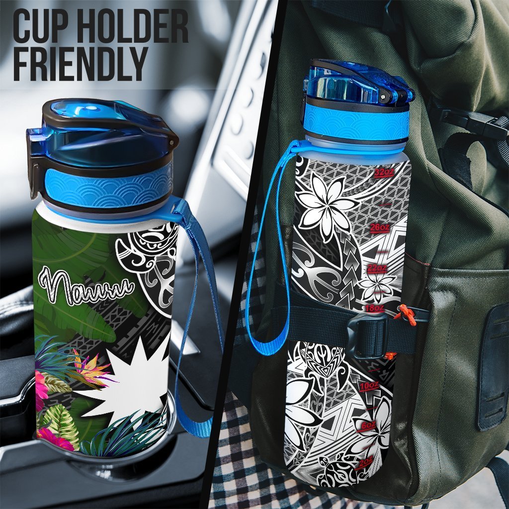 Nauru Hydro Tracking Bottle - Turtle Plumeria Banana Leaf - Polynesian Pride