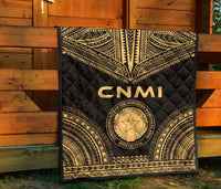 Northern Mariana Islands Premium Quilt - CNMI Seal Polynesian Chief Gold Version - Polynesian Pride