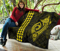 Hawaii Kakau Makau Fish Hook Polynesian Premium Quilt - Yellow - Polynesian Pride
