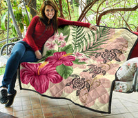 Hawaii Turtle Hibiscus Plumeria Beige Style - Premium Quilts AH - Polynesian Pride