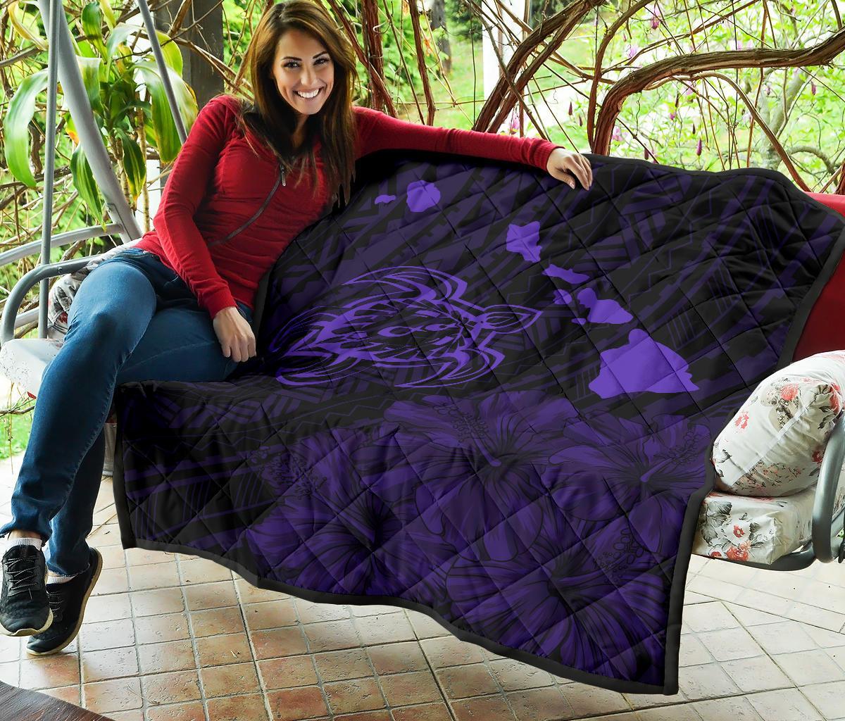 Hawaii Sea Turtle Is Swimming Toward Premium Quilt Purple - Polynesian Pride