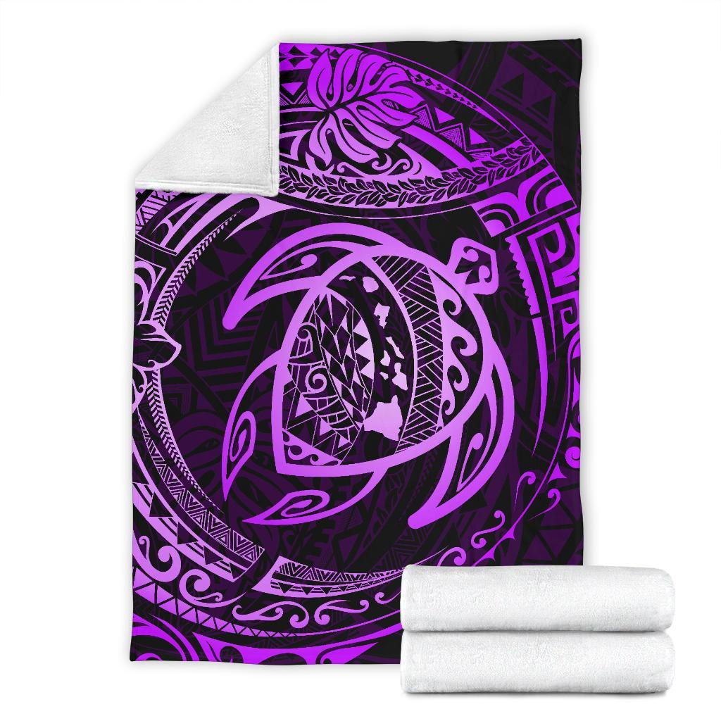 Hawaiian Turtle Polynesian Purple Premium Blanket - Polynesian Pride