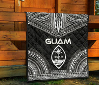 Guam Premium Quilt - Guam Coat Of Arms Polynesian Chief Black Version - Polynesian Pride