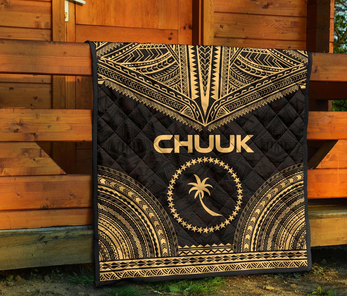 Chuuk Premium Quilt - Chuuk Flag Polynesian Chief Gold Version - Polynesian Pride