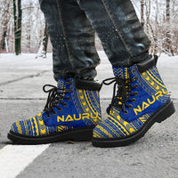 Nauru Leather Boots - Polynesian Flag Chief Version - Polynesian Pride