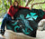 Wallis and Futuna Polynesian Premium Quilt - Turtle With Blooming Hibiscus Turquoise - Polynesian Pride