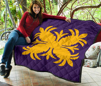 Hawaiian Premium Quilt Royal Pattern - Purple And Gold - A2 Style - Polynesian Pride