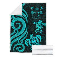 Fiji Polynesian Premium Blanket - Turquoise Tentacle Turtle Crest - Polynesian Pride