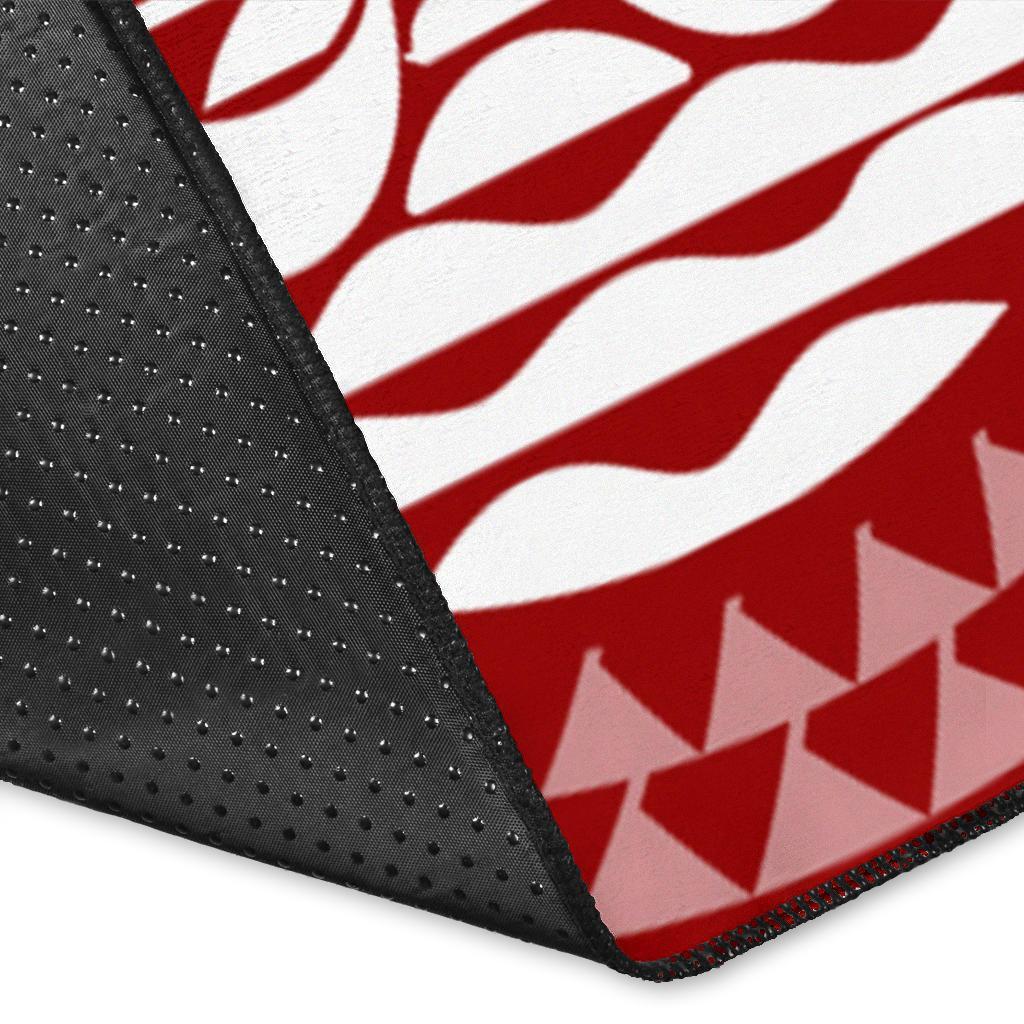 Tahiti Personalised Area Rug - Tahiti Seal In Polynesian Tattoo Style (Red) - Polynesian Pride