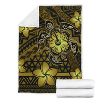 Hawaii Mix Polynesian Turtle Plumeria Premium Blanket - AH - Nick Style - Yellow - Polynesian Pride