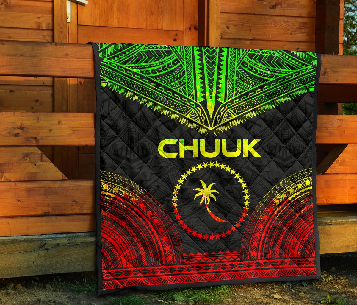 Chuuk Premium Quilt - Chuuk Flag Polynesian Chief Reggae Version - Polynesian Pride