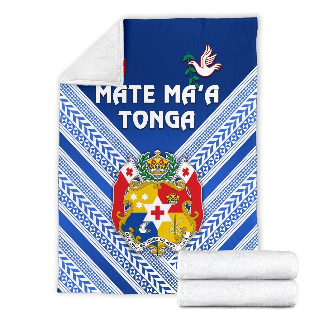 Mate Ma'a Tonga Rugby Premium Blanket Polynesian Creative Style - Blue - Polynesian Pride