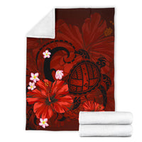 Hawaii Turtle Poly Tribal Red Premium Blanket - Polynesian Pride