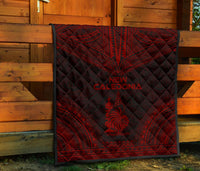 New Caledonia Premium Quilt - New Caledonia Coat Of Arms Polynesian Chief Dark Red Version - Polynesian Pride