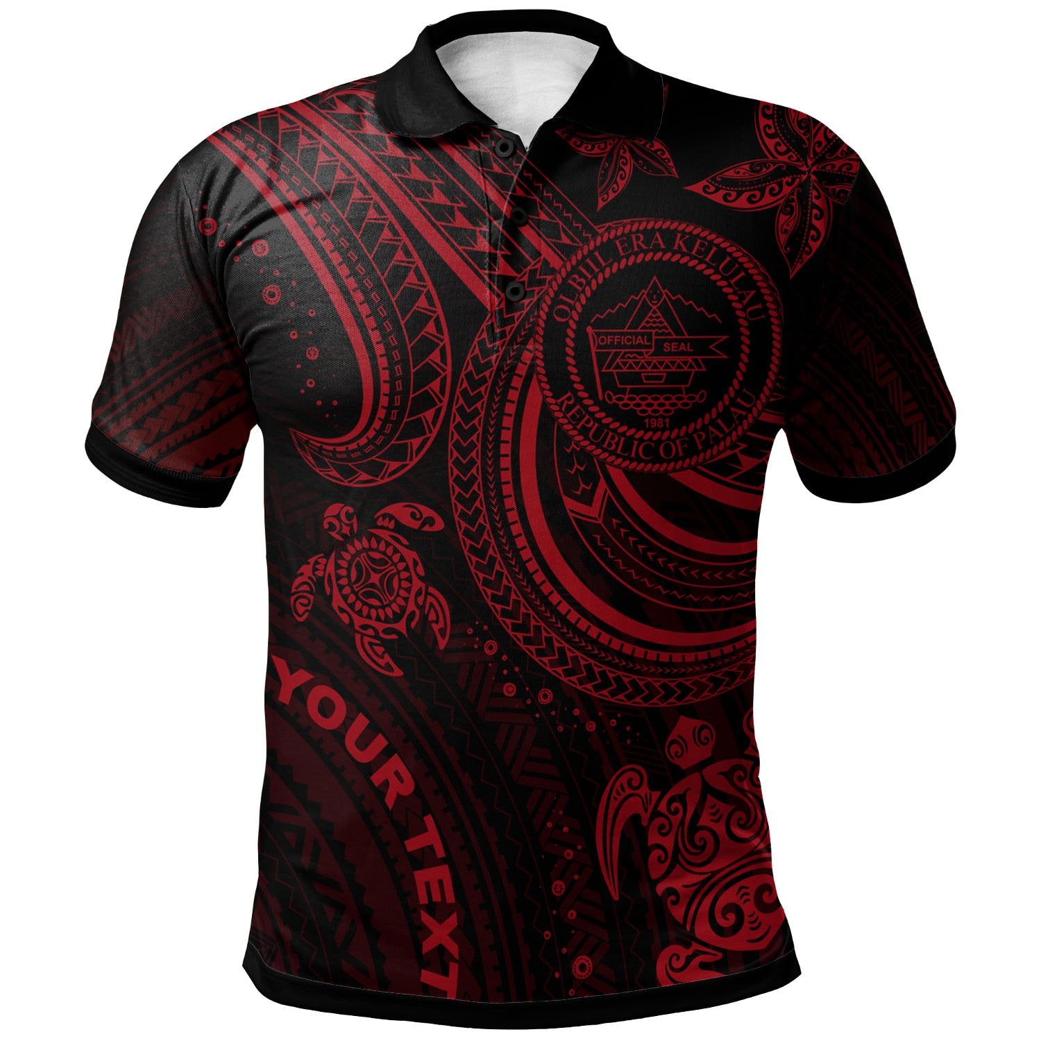 Palau Custom Polo Shirt Red Turtle Unisex Red - Polynesian Pride