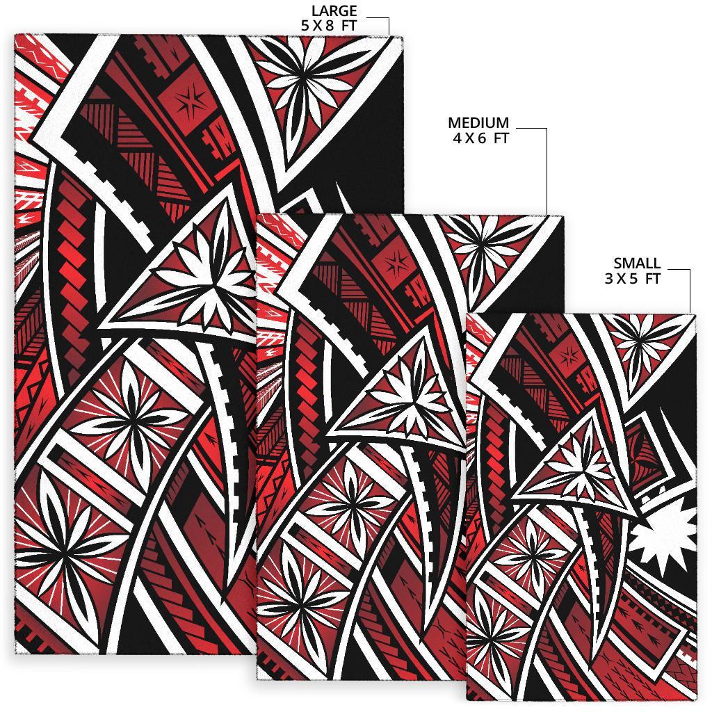 Nauru Area Rug - Tribal Flower Special Pattern Red Color - Polynesian Pride