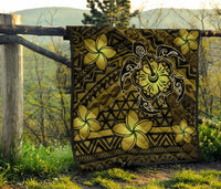 Hawaii Mix Polynesian Turtle Plumeria Premium Quilt - AH - Nick Style - Yellow - Polynesian Pride