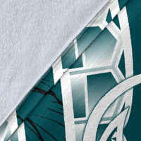 Papua New Guinea Polynesian Premium Blanket - Summer Plumeria (Turquoise) - Polynesian Pride