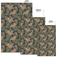 Tropical Hibiscus Monstera Leaf Rug - Polynesian Pride