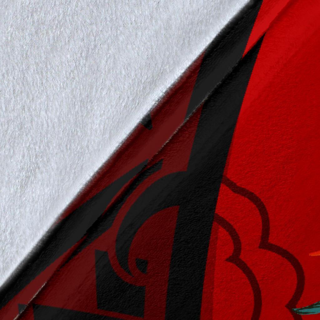 Papua New Guinea Premium Blanket - Polynesian Hook And Hibiscus (Red) - Polynesian Pride