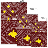 Papua New Guinea Area Rug - Flag With Polynesian Patterns (Red) - Polynesian Pride
