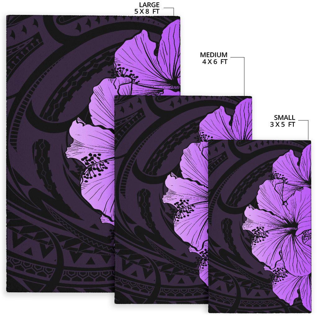 Royal Hibiscus Polynesian Tribal Area Rug Violet AH - Polynesian Pride
