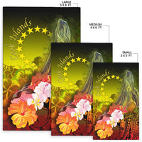 Cook Islands Area Rug - Humpback Whale with Tropical Flowers (Yellow) - Polynesian Pride