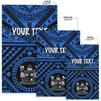 Fiji Personalised Area Rug - Fiji Seal With Polynesian Tattoo Style ( Blue) - Polynesian Pride