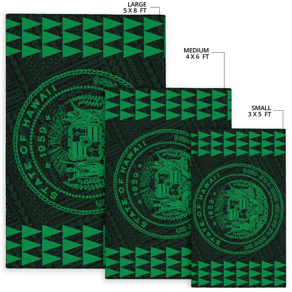 Kakau Seal Of Hawaii Polynesian - Green Rug - Polynesian Pride