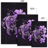 Hibiscus Plumeria Mix Polynesian Turtle Area Rug AH - Polynesian Pride