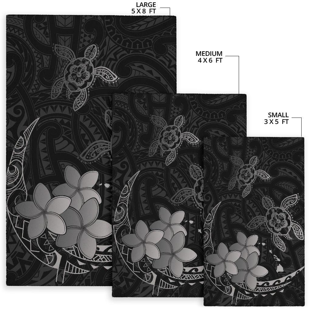 Hawaii Polynesian Turtle Plumeria Rug - Pog Style Gray - Polynesian Pride