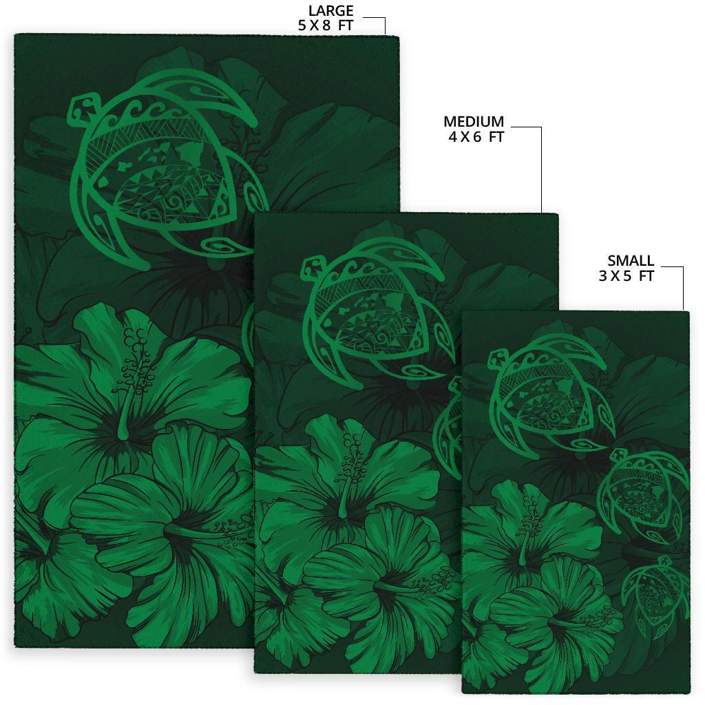 Hawaiian Map Hibiscus Flowers Vintage Polynesian Rug AH - Polynesian Pride