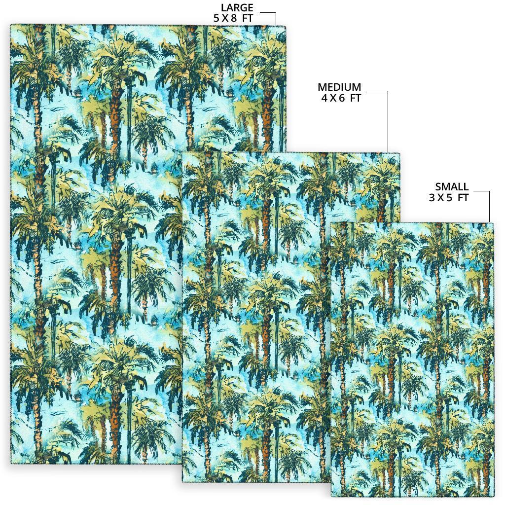 Tropical Palm Trees Blue Rug - Polynesian Pride