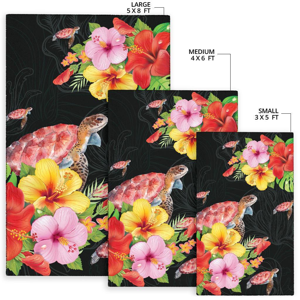 Hibiscus Plumeria Turtle Area Rug AH - Polynesian Pride