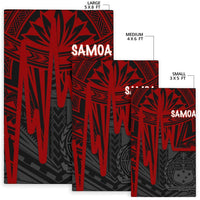 Samoa Area Rug - Samoa Seal With Polynesian Pattern In Heartbeat Style (Red) - Polynesian Pride
