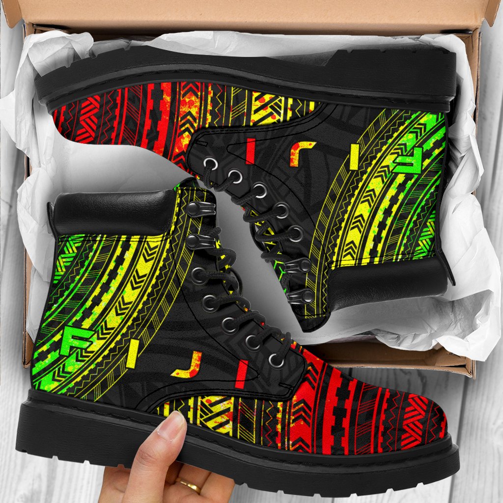 Fiji Leather Boots - Polynesian Reggae Chief Version - Polynesian Pride