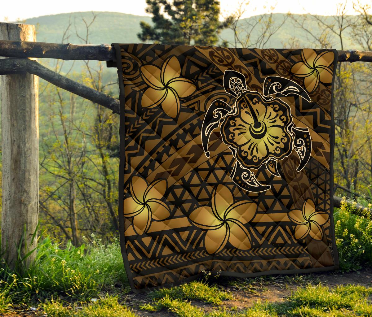 Hawaii Mix Polynesian Turtle Plumeria Premium Quilt - AH - Nick Style - Brown - Polynesian Pride