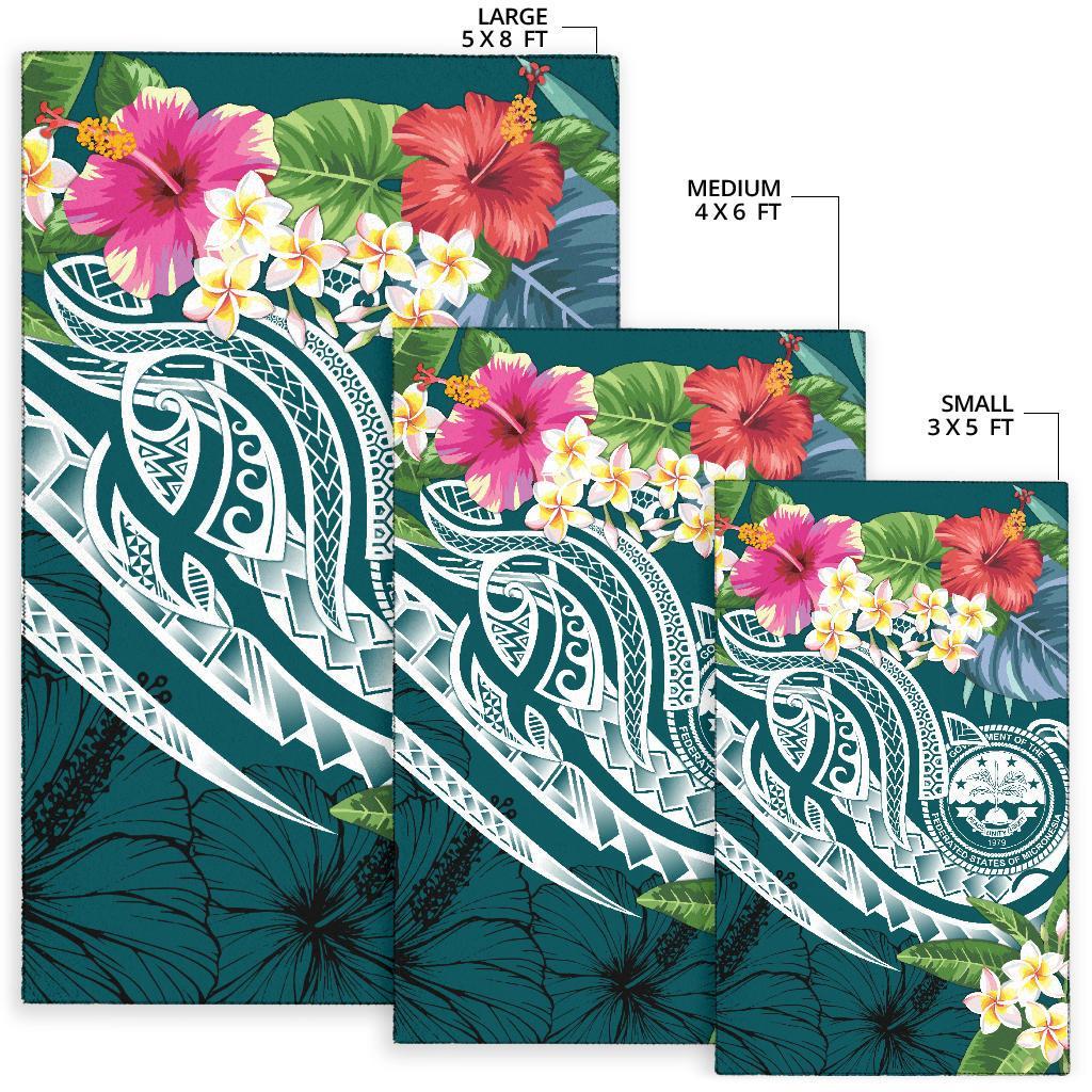 FSM Polynesian Area Rug - Summer Plumeria (Turquoise) - Polynesian Pride